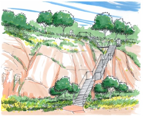 Artist's impression of staircase proposed for Old Bombo Quarry