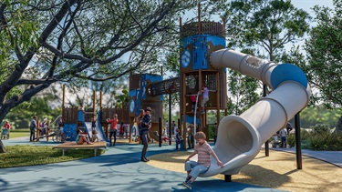 3 dimensional render of projected Hindmarsh Park playground upgrade