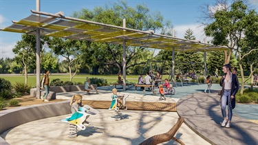3 dimensional render of projected Hindmarsh Park playground upgrade
