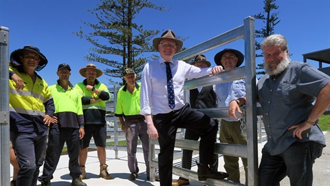 Showgrounds stalls completion - crews with Gareth Ward - Michael Malone - Cameron McInerney + Mark Croxford