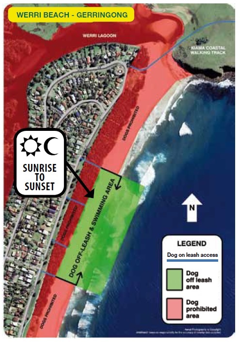 Off-leash area map - Werri Beach